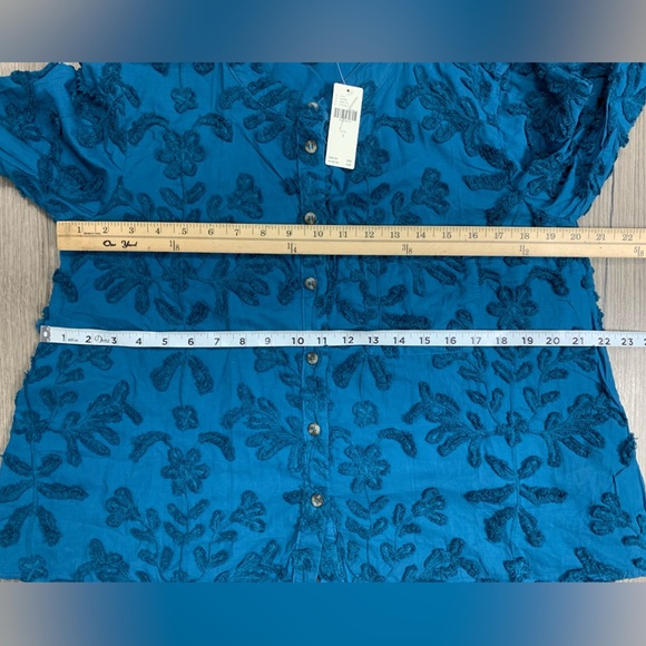 ANTHROPOLOGIE Pilcro Textured‎ Trapeze Buttondown Blouse Top in Blue Size S NWT - Picture 11 of 16